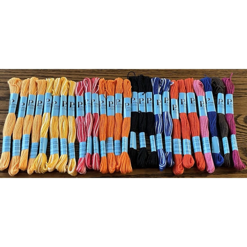 Prism Craft Thread Embroidery 100%‎ Cotton Lot Of 27 Skeins Multicolor 10 Yds